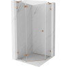 Mexen Lunar L cabine de douche pentagonale pivotante gauche 90 x 90 cm, transparente, cuivre brossé - 831L-090L-090P-65-00-L