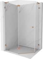 Mexen Lunar L cabine de douche pentagonale pivotante gauche 100 x 80 cm, translucide, cuivre brossé - 831L-100L-080P-65-00-L