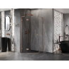 Mexen Lunar L cabine de douche pentagonale battante gauche 100 x 100 cm, transparent, cuivre brossé - 831L-100L-100P-65-00-L