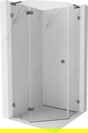 Mexen Lunar L cabine de douche pentagonale pivotante gauche 80x80 cm, transparent, gris canon brossé - 831L-080L-080P-66-00-L
