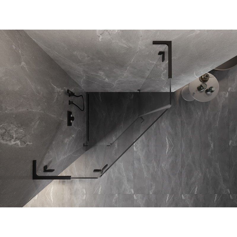 Mexen Lunar L cabine de douche pentagonale pivotante gauche 90 x 90 cm, transparent, noir - 831L-090L-090P-70-00-L