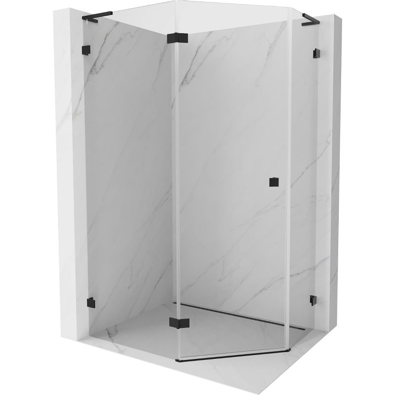 Mexen Lunar L cabine de douche pentagonale pivotante gauche 100 x 80 cm, transparent, noir - 831L-100L-080P-70-00-L