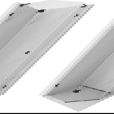 Mexen Lunar L cabine de douche pentagonale pivotante gauche 100 x 80 cm, transparent, noir - 831L-100L-080P-70-00-L
