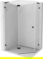 Mexen Lunar L cabine de douche pentagonale pivotante gauche 100 x 80 cm, transparent, noir - 831L-100L-080P-70-00-L