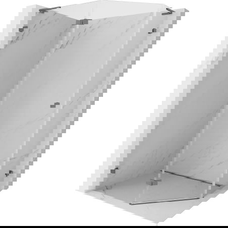 Mexen Lunar L cabine de douche pentagonale pivotante gauche 90 x 80 cm, transparent, métal canon - 831L-090L-080P-95-00-L