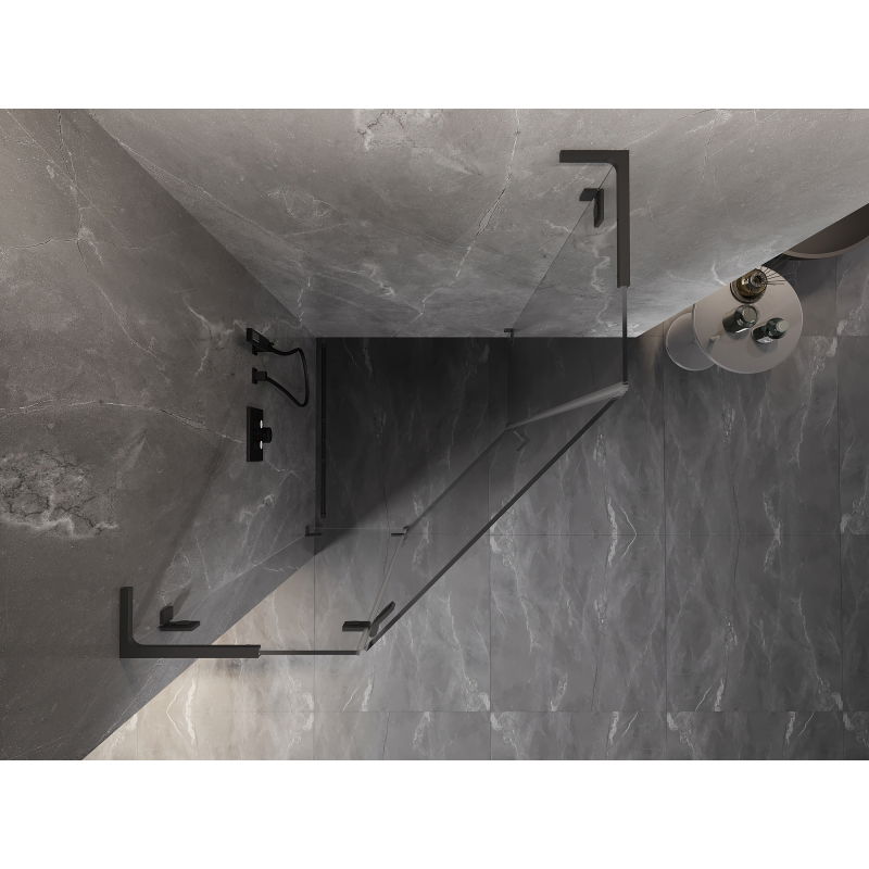 Mexen Lunar L cabine de douche pentagonale pivotante gauche 90 x 90 cm, transparent, métal canon - 831L-090L-090P-95-00-L