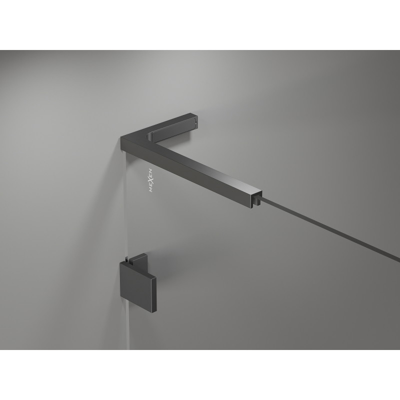 Mexen Lunar L cabine de douche pentagonale pivotante gauche 100 x 80 cm, transparent, gun metal - 831L-100L-080P-95-00-L