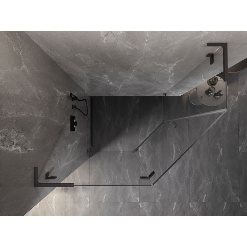 Mexen Lunar L cabine de douche pentagonale pivotante gauche 100 x 90 cm, transparent, gun metal - 831L-100L-090P-95-00-L