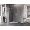 Mexen Lunar L cabine de douche pentagonale pivotante gauche 80 x 80 cm, transparente, nickel brossé - 831L-080L-080P-97-00-L