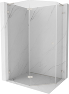 Mexen Lunar L cabine de douche pentagonale avec porte battante gauche 90 x 80 cm, transparent, nickel brossé