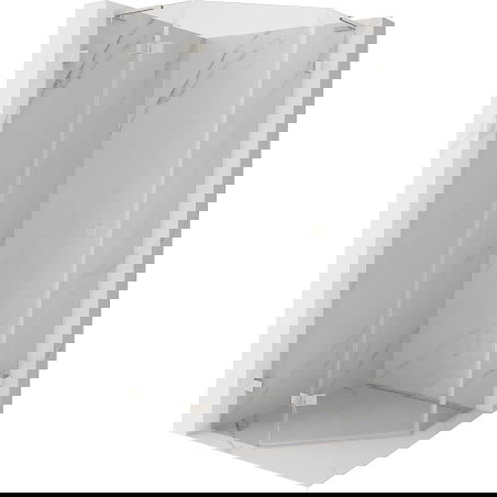 Mexen Lunar L cabine de douche pentagonale pivotante à gauche 90 x 90 cm, transparent, nickel brossé - 831L-090L-090P-97-00-L