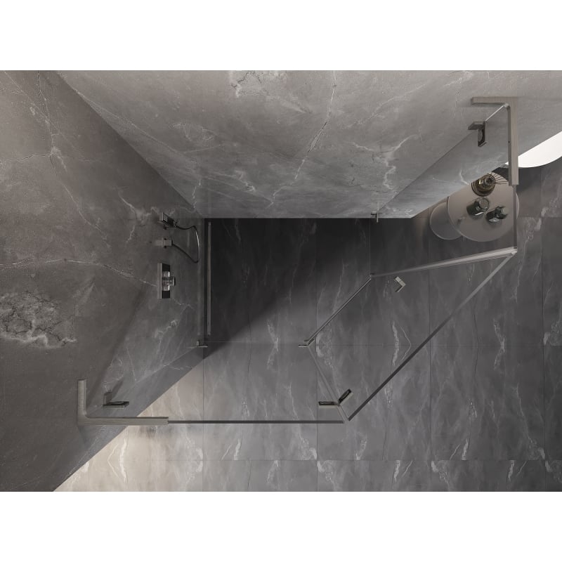 Mexen Lunar L cabine de douche pentagonale pivotante gauche 100 x 80 cm, transparent, nickel brossé - 831L-100L-080P-97-00-L