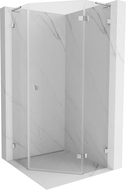 Mexen Lunar L cabine de douche pentagonale pivotante droite 90 x 90 cm, transparent, chrome - 831L-090P-090L-01-00-P