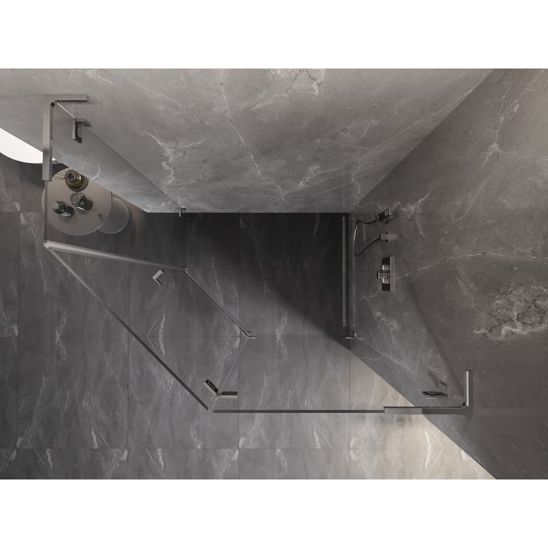 Mexen Lunar L cabine de douche pentagonale pivotante droite 100 x 90 cm, transparent, chromé - 831L-100P-090L-01-00-P