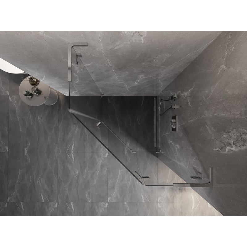 Mexen Lunar L cabine de douche pentagonale pivotante droite 100 x 100 cm, transparent, chrome - 831L-100P-100L-01-00-P