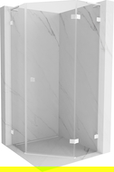 Mexen Lunar L cabine de douche pentagonale battante droite 80 x 80 cm, transparent, blanc - 831L-080P-080L-20-00-P