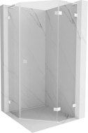 Mexen Lunar L cabine de douche pentagonale pivotante droite 90 x 90 cm, transparente, blanche - 831L-090P-090L-20-00-P
