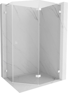Mexen Lunar L cabine de douche pentagonale pivotante droite 100 x 80 cm, transparent, blanc - 831L-100P-080L-20-00-P