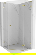 Mexen Lunar L cabine de douche pentagonale pivotante droite 80 x 80 cm, transparent, dorée - 831L-080P-080L-50-00-P