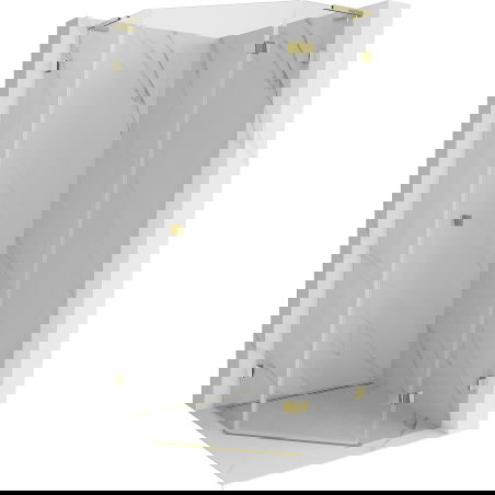 Mexen Lunar L cabine de douche pentagonale pivotante droite 90 x 90 cm, transparent, or - 831L-090P-090L-50-00-P