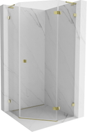 Mexen Lunar L cabine de douche pentagonale pivotante droite 90 x 90 cm, transparent, or - 831L-090P-090L-50-00-P