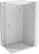 Mexen Lunar L cabine de douche pentagonale pivotante droite 100 x 90 cm, transparente, dorée - 831L-100P-090L-50-00-P