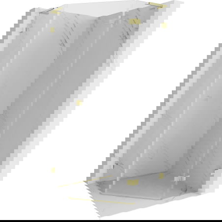 Mexen Lunar L cabine de douche pentagonale battante droite 80 x 80 cm, transparent, or brossé - 831L-080P-080L-55-00-P