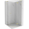 Mexen Lunar L cabine de douche pentagonale à charnière droite 80 x 80 cm, transparent, or brossé - 831L-080P-080L-55-00-P
