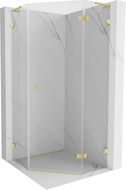Mexen Lunar L cabine de douche pentagonale battante droite 80 x 80 cm, transparent, or brossé - 831L-080P-080L-55-00-P