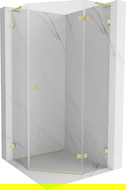 Mexen Lunar L cabine de douche pentagonale pivotante droite 80 x 80 cm, transparent, or brossé - 831L-080P-080L-55-00-P