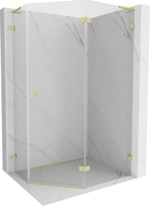 Mexen Lunar L cabine de douche pentagonale pivotante droite 100 x 80 cm, transparent, or brossé - 831L-100P-080L-55-00-P