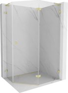Mexen Lunar L cabine de douche pentagonale, porte battante droite 100 x 80 cm, transparent, or brossé - 831L-100P-080L-55-00-P