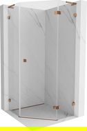Mexen Lunar L cabine de douche pentagonale pivotante droite 80 x 80 cm, transparent, or rose - 831L-080P-080L-60-00-P