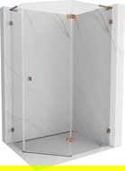 Mexen Lunar L cabine de douche pentagonale battante droite 90 x 80 cm, transparent, or rose - 831L-090P-080L-60-00-P