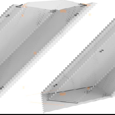 Mexen Lunar L cabine de douche pentagonale pivotante droite 100 x 80 cm, transparent, or rose - 831L-100P-080L-60-00-P