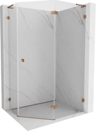 Mexen Lunar L cabine de douche pentagonale pivotante droite 100 x 90 cm, transparent, or rose - 831L-100P-090L-60-00-P