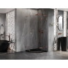 Mexen Lunar L cabine de douche pentagonale pivotante droite 100 x 100 cm, transparente, or rose - 831L-100P-100L-60-00-P