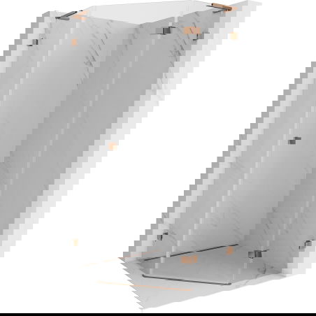 Mexen Lunar L cabine de douche pentagonale pivotante droite 100 x 100 cm, transparent, or rose - 831L-100P-100L-60-00-P