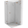 Mexen Lunar L cabine de douche pentagonale pivotante droite 100 x 100 cm, transparente, or rose - 831L-100P-100L-60-00-P