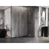 Mexen Lunar L cabine de douche pentagonale pivotante droite 100 x 100 cm, transparente, or rose - 831L-100P-100L-60-00-P