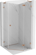 Mexen Lunar L cabine de douche pentagonale pivotante droite 80 x 80 cm, transparent, cuivre brossé - 831L-080P-080L-65-00-P