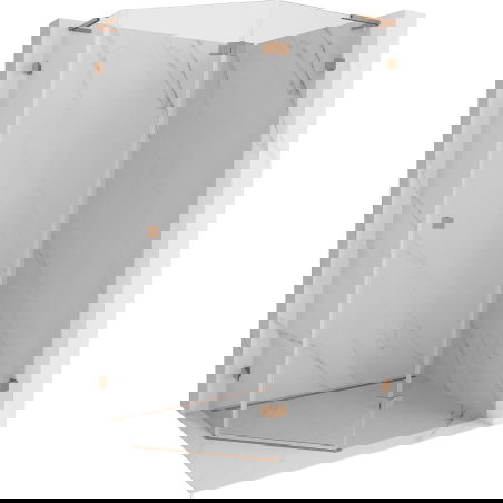 Mexen Lunar L cabine de douche pentagonale pivotante droite 100 x 80 cm, transparent, cuivre brossé - 831L-100P-080L-65-00-P