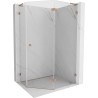 Mexen Lunar L cabine de douche pentagonale à charnière droite 100 x 80 cm, transparent, cuivre brossé