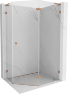 Mexen Lunar L cabine de douche pentagonale pivotante droite 100 x 90 cm, transparente, cuivre brossé - 831L-100P-090L-65-00-P