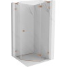 Mexen Lunar L cabine de douche pentagonale battante droite 100x100 cm, transparent, cuivre brossé - 831L-100P-100L-65-00-P