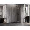 Mexen Lunar L cabine de douche pentagonale battante droite 100x100 cm, transparent, cuivre brossé - 831L-100P-100L-65-00-P