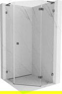Mexen Lunar L cabine de douche pentagonale pivotante droite 80x80 cm, transparent, gris canon brossé - 831L-080P-080L-66-00-P