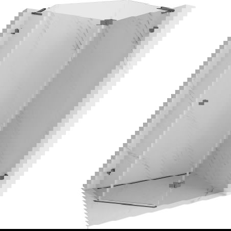 Mexen Lunar L cabine de douche pentagonale battante droite 90x80 cm, transparent, gris canon brossé - 831L-090P-080L-66-00-P