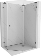 Mexen Lunar L cabine de douche pentagonale pivotante droite 90x80 cm, transparent, gris canon brossé - 831L-090P-080L-66-00-P