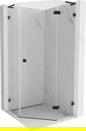 Mexen Lunar L cabine de douche pentagonale pivotante droite 80 x 80 cm, transparent, noir - 831L-080P-080L-70-00-P